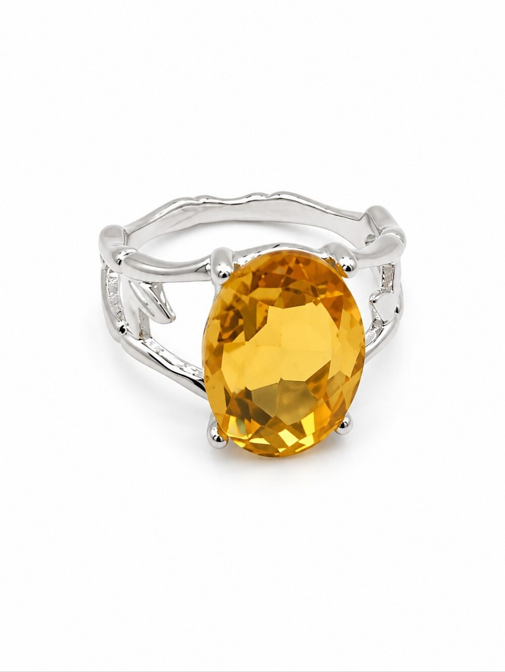 ✨ Boho Yellow Citrine-Style Leaf Statement Ring ✨ - Picture 2 of 3